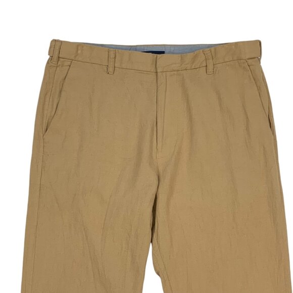 Patprimo Chino Pants With Waistband Details 32 Beige Tan Slim Fit Flat Front - Picture 7 of 12